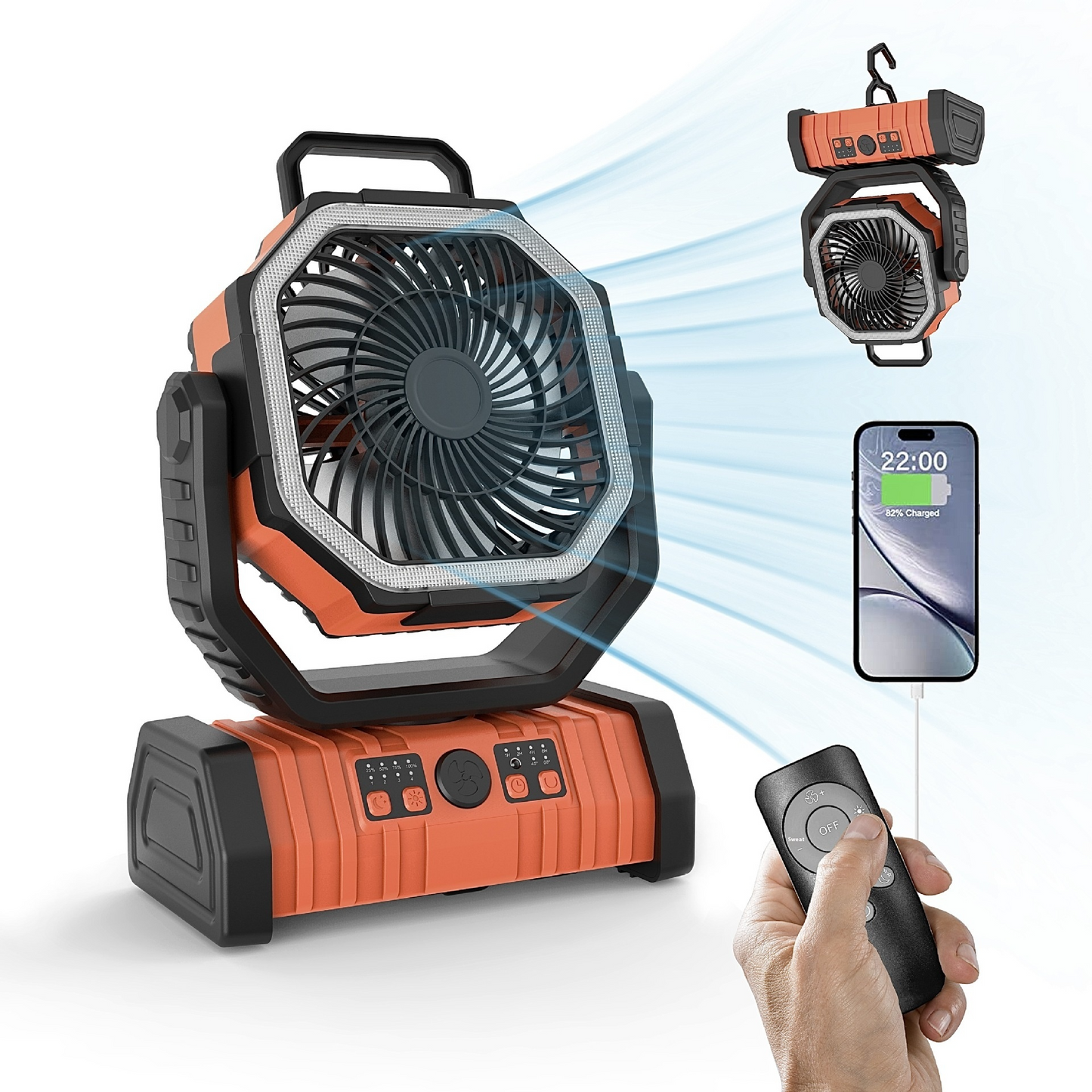 Power Bank con Luz LED y Ventilador para Camping y Exterior – 3 en 1 Portátil