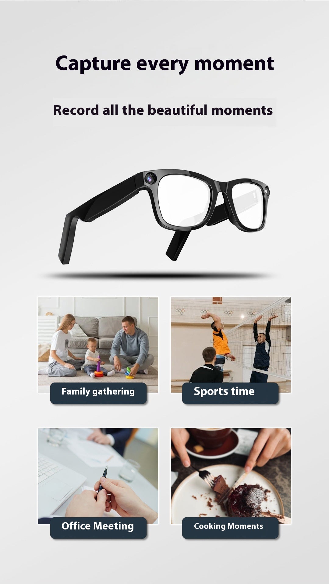 Gafas Inteligentes con Cámara AI – Graba, Fotografa y Conecta con tu Móvil