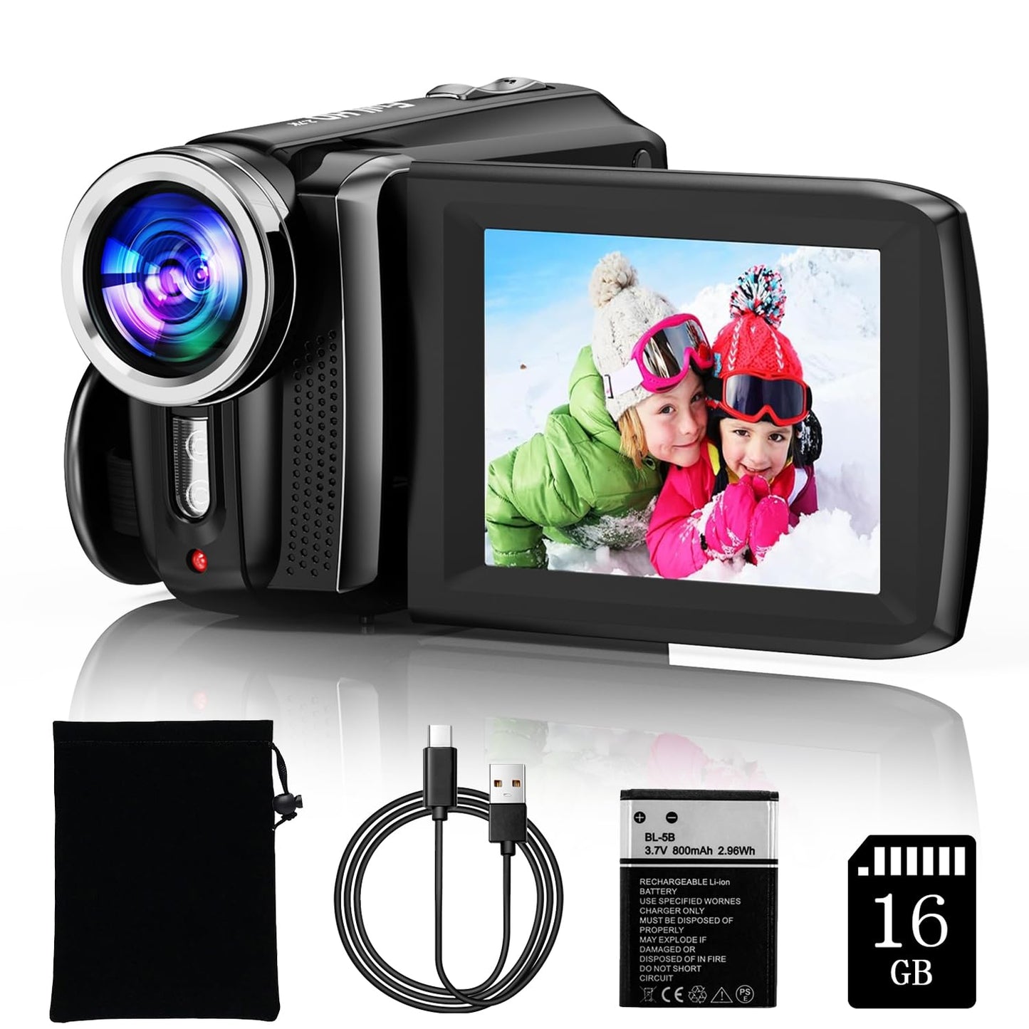 Weochi Video Camera Camcorder Full HD 2.7K 36.0 MP Vlogging Camera for YouTube TikTok 2.8" LCD Screen Camcorders Camera for KidsTeensStudentsBeginners with 16GB SD Card