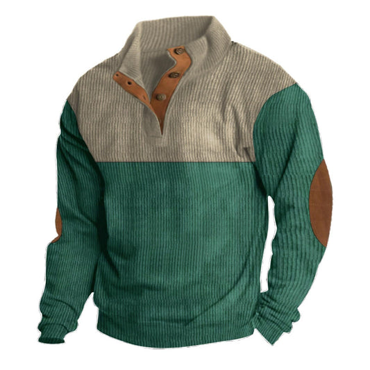 Flannel Shirt for Men Mens V Neck Sweater Ropa Térmica para Hombre Casual Stand Collar Button Neck Henley Long Sleeve Trendy Sweaters for Men Fashion Mens Cotton Sweater(C Navy3X-Large)