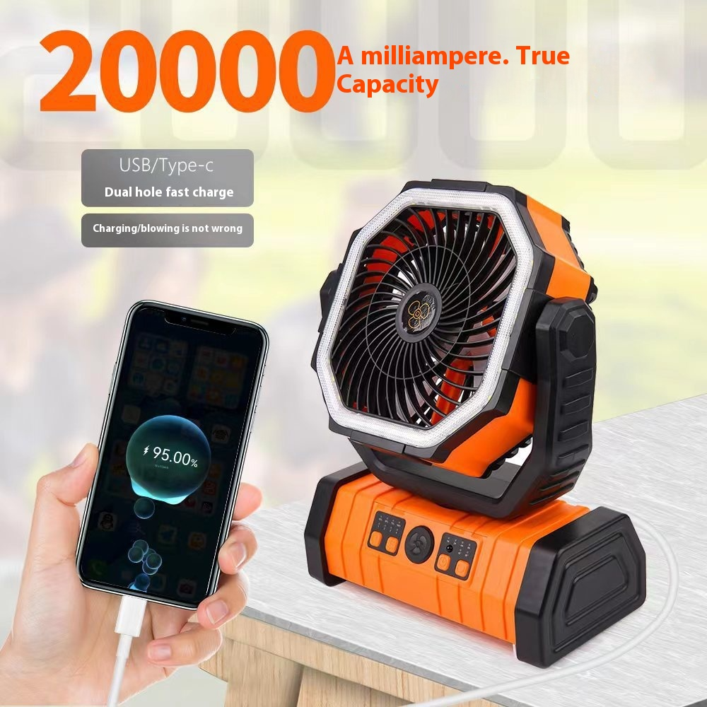 Power Bank con Luz LED y Ventilador para Camping y Exterior – 3 en 1 Portátil