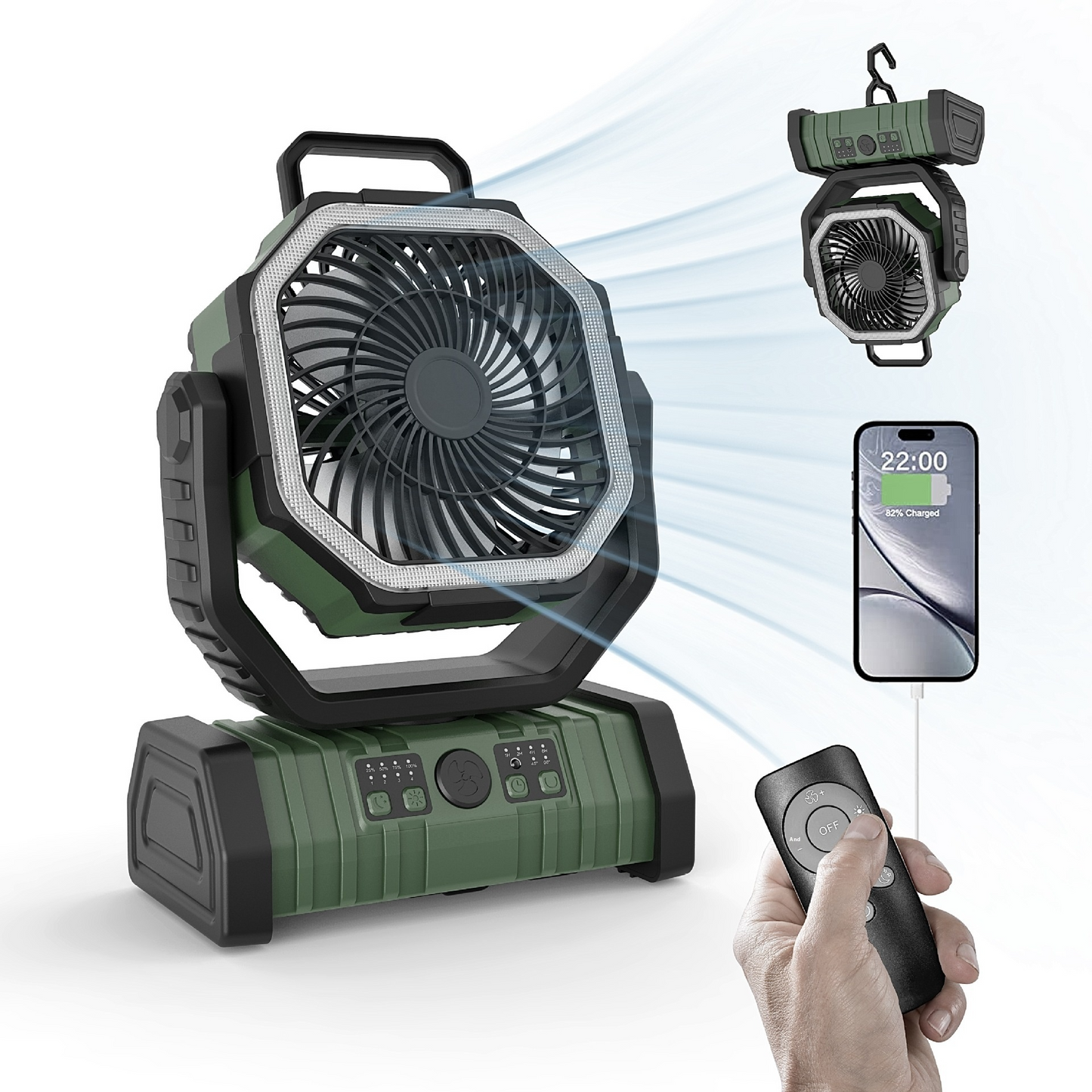 Power Bank con Luz LED y Ventilador para Camping y Exterior – 3 en 1 Portátil