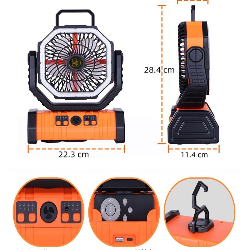 Power Bank con Luz LED y Ventilador para Camping y Exterior – 3 en 1 Portátil