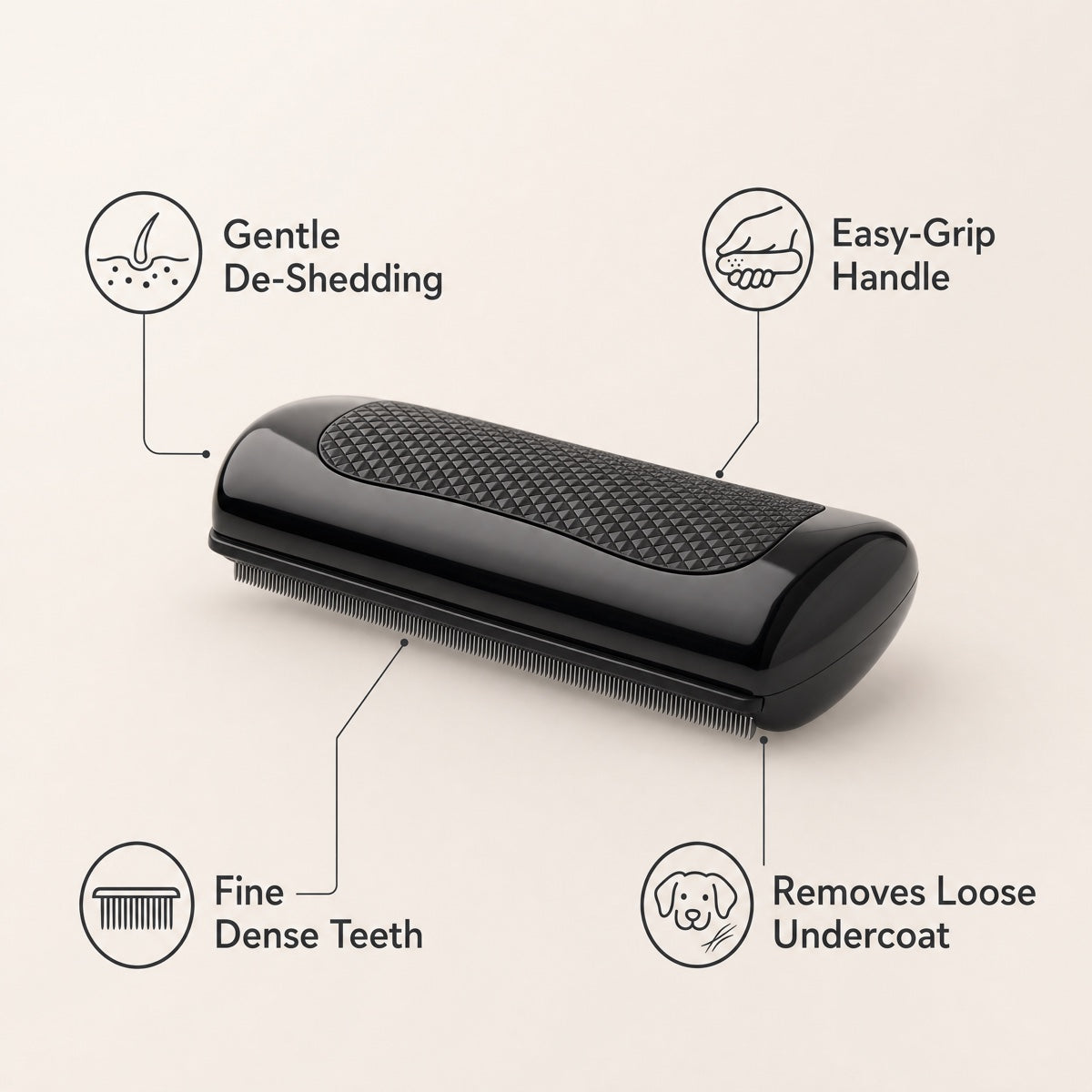 Peine de Grooming para Mascotas – Deslanado Ergonómico para Perros y Gatos